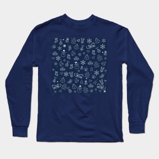 Winter Holiday Christmas and Happy New Year Symbols Long Sleeve T-Shirt